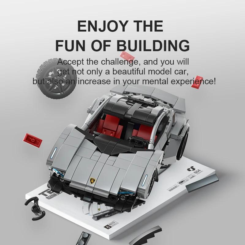 Non-Toxic 684Pcs Technical Boomerang Racing Car Super Car Building Blocks City Control Sports Vehicle Bricks Toys For Kids Desktop Deco