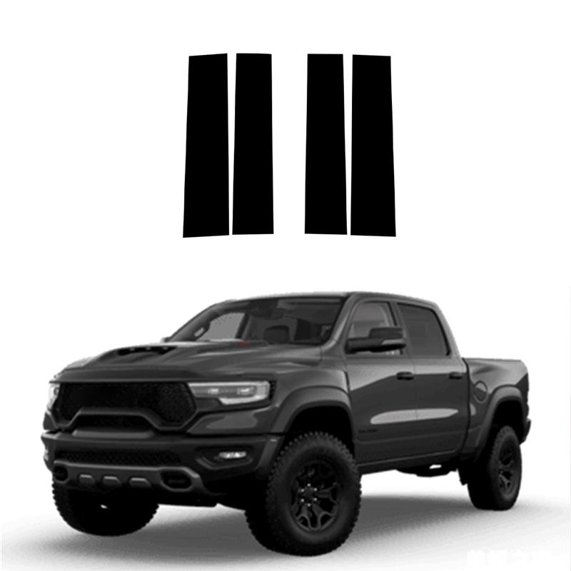 4 Pièces Accessoires de Colonne BC de Voiture Pour Ram 1500 TRX 4 Portes Crew Cab 2019-2023 Noir Brillant Garniture de Montants de Colonne de Fenêtre de Porte Styling