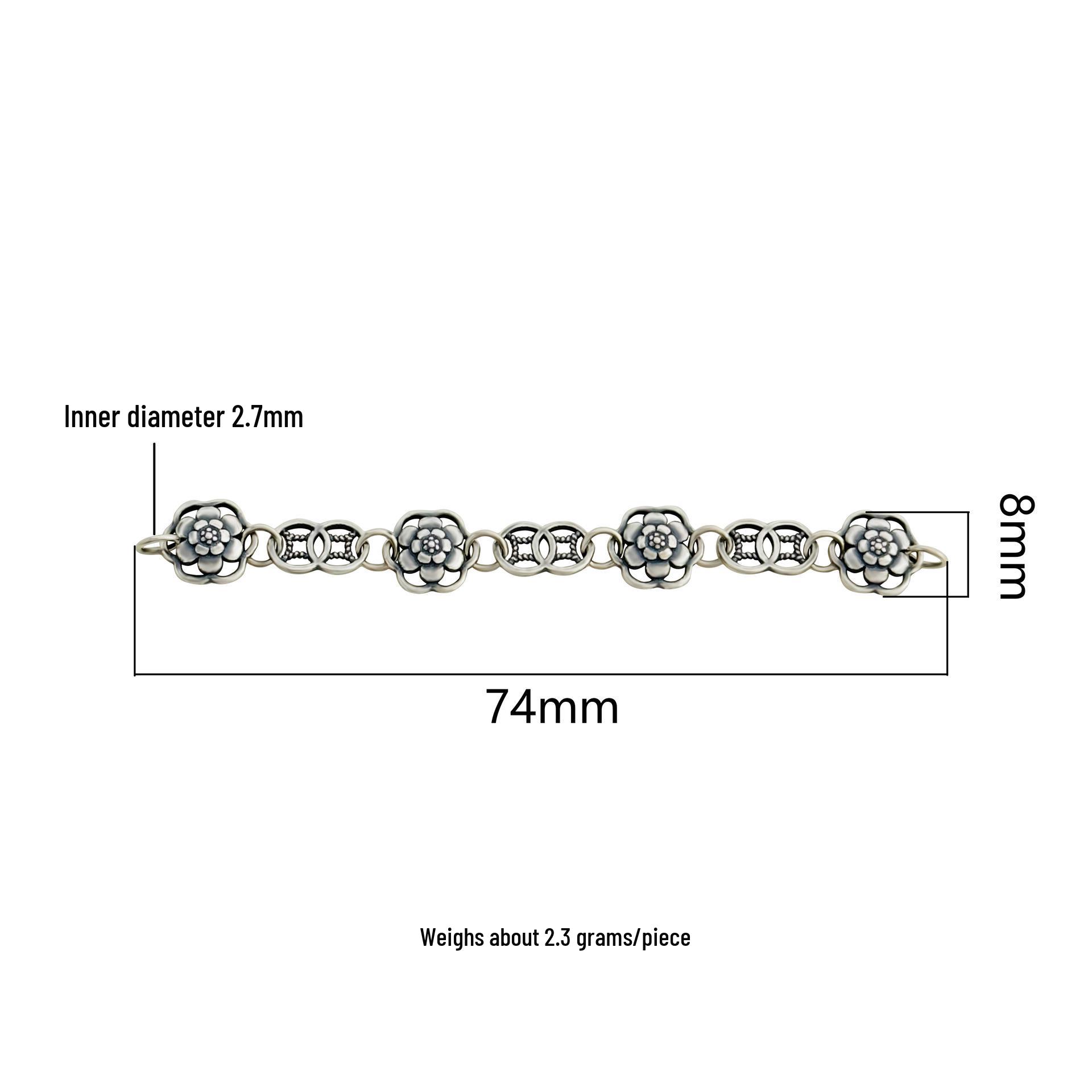 S925 Sterling Silver Peony Coin Chain for DIY Bracelet and Necklace Accessories S925 Sterling Silver