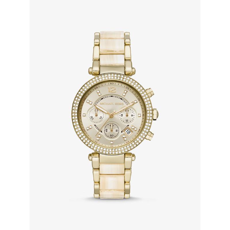 

Michael Kors Крупные часы-паркер MK6831 с золотистым покрытием и ацетатовым корпусом золотой