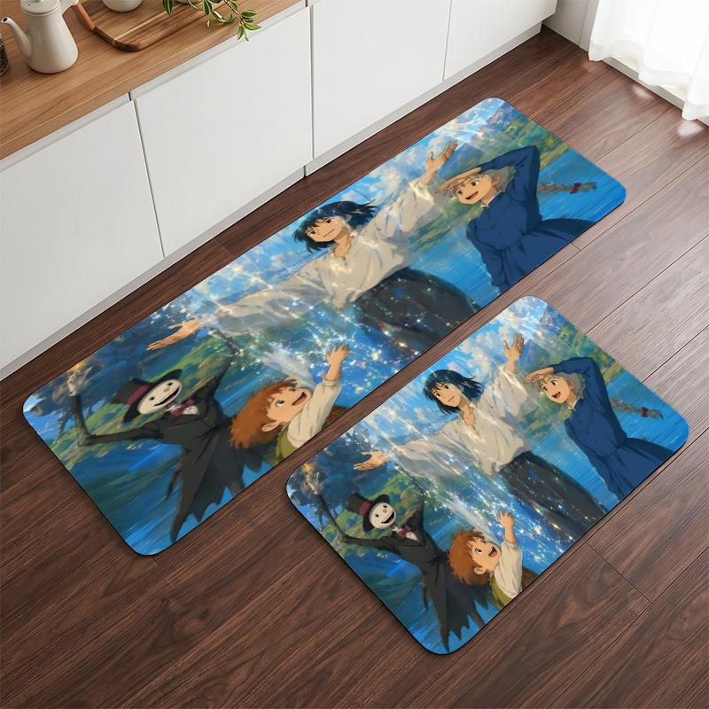 Judanti Howl pilis (28) Flanelinis virtuvės kilimėlis Minkštas neslystantis virtuvės takas Kilimas virtuvei namų virtuvės dekoravimui