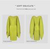 Women's Solid Color V-Neck Loose Pleated Mid-Length Dress for Spring 2025