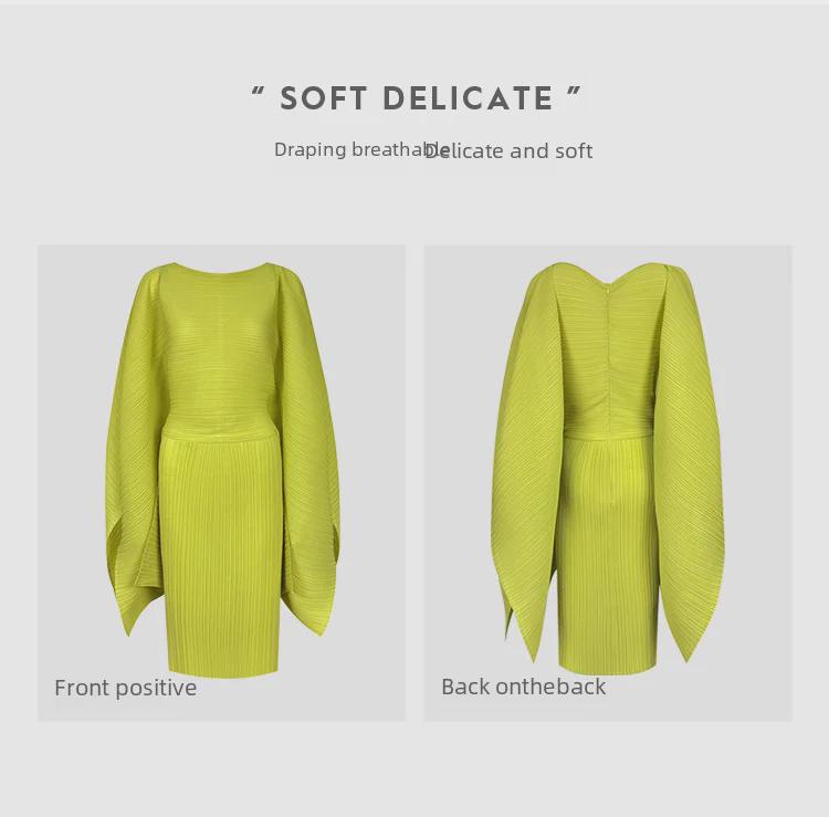 Women's Solid Color V-Neck Loose Pleated Mid-Length Dress for Spring 2025