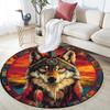 Wolfsgeist Runder Teppich, Teppich für Wohnzimmer Schlafzimmer Sofa Spielzimmer Dekor, Rutschfeste Bodenmatte