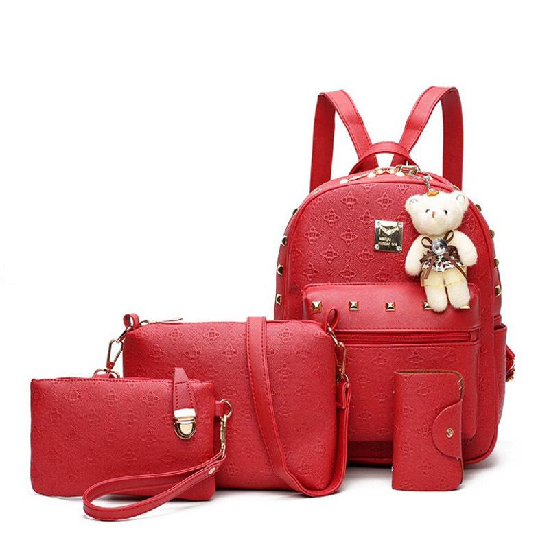 Women's Bags Fashion Backpack Four-piece Set Shoulder Crossbody Handbag