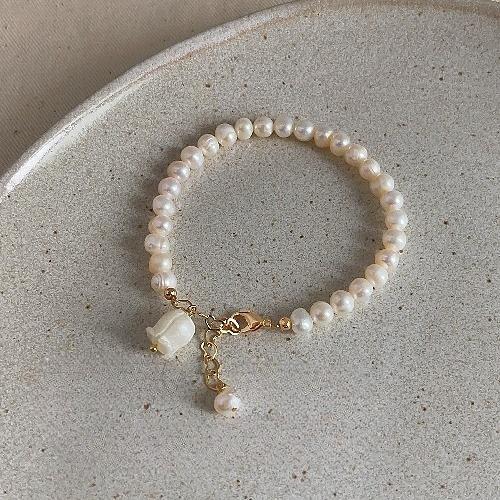 French Baroque Freshwater Pearl Bracelet Female Retro Niche Design Sense Bracelet Hand-made Gentle Temperament Jewelry