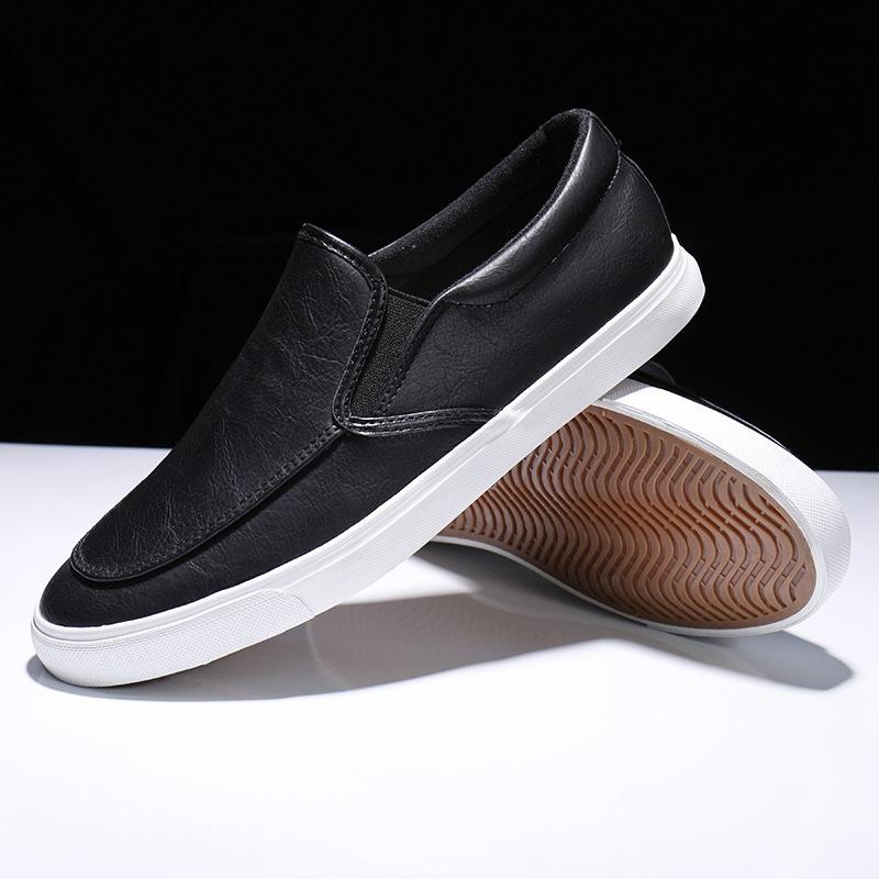Men's lightweight low-top flat shoes, little white shoes, lazy people pedal one foot, summer trend men's student elastic overboard shoes