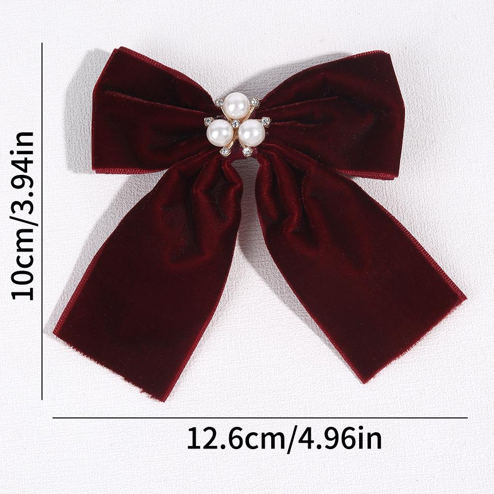 2PCS Velvet Bow Girls Hair Clip Sweet Retro Red Green Bow Hair Clip Handmade Hair Clip Headwear Children's Hair Accessories