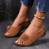 Fashion Summer Women's Shoes 2025 Flower Hollow Wedge Heel Slippers Women's Fashionable Casual Outdoor Beach Sandals Women Mules Slides