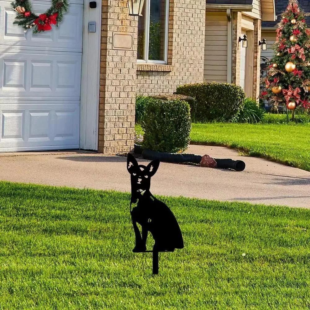 Metall-Hirsch/Hund/Katze-Pfahl - Outdoor-Silhouette-Tierskulpturen | Wasserdichte Metall-Hirsch-Kunstwerke | Dekorative Gartenpfähle