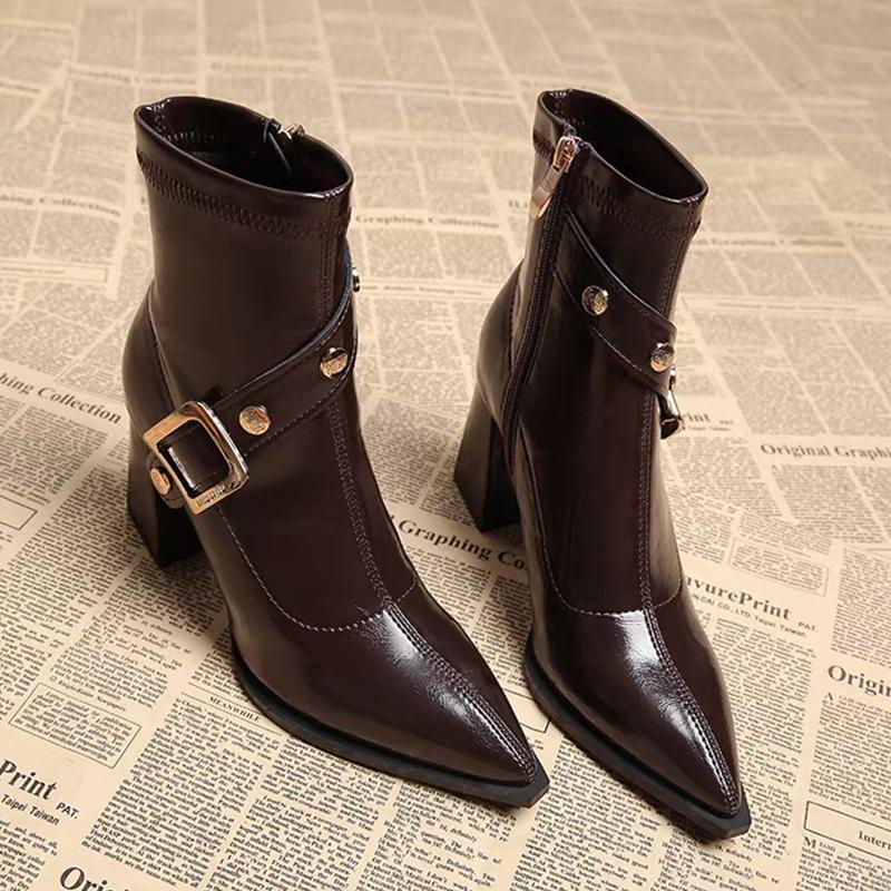 Women's Ankle Boots High Heels Fashion Shoes Chunky Luxury Pumps Dress Winter Boots 2025 New Sexy Elegant Mujer Chelsea Botas