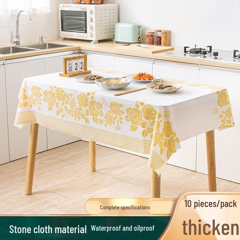 Handun Thickened Waterproof Disposable Tablecloth - Rose Pattern