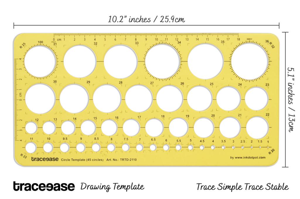 Traceease Geometric Drafting Circle Template Drawing Stencil, Designing Template Measuring Ruler