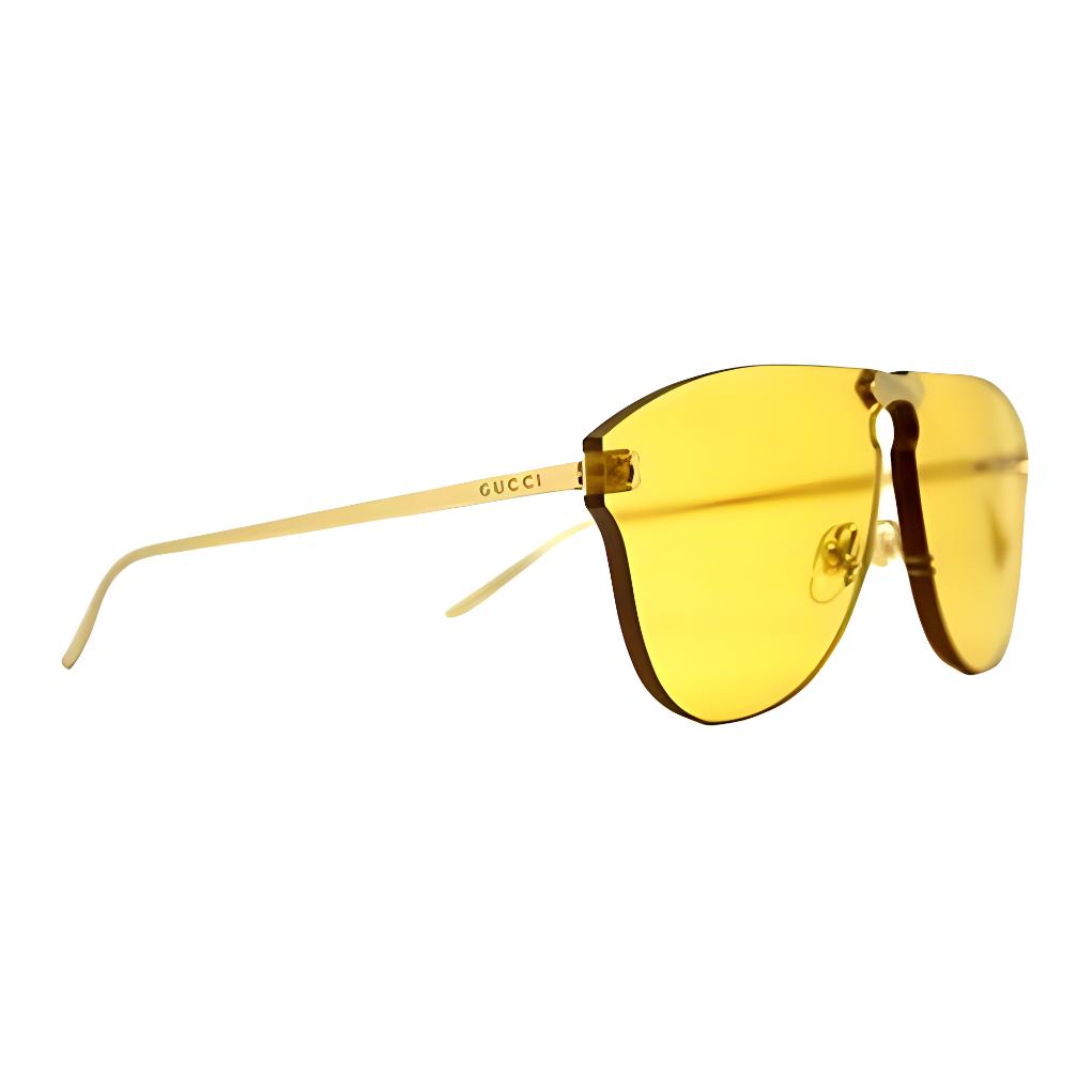 Gucci Solid Color Mirrored Lens Aviator Sunglasses Unisex Sunglasses Gold GG0354S-004