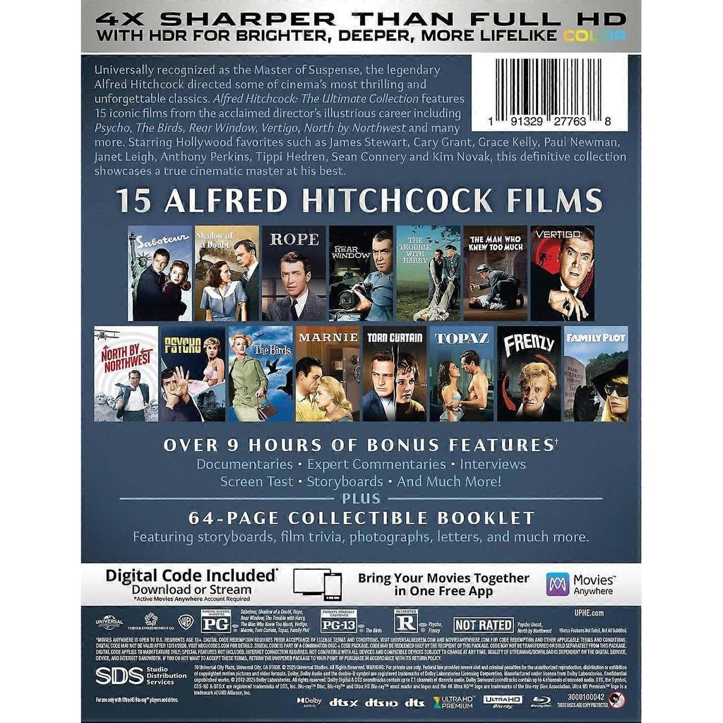 Alfred Hitchcock: The Ultimate Collection  [ULTRA HD BLU-RAY REGION: A USA] 4K Mastering, Boxed Set, Digital Copy, Sign Language, Subtitled USA import