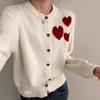 "2024 Spring/Autumn Women's Korean Loose Knit Cardigan, Love Embroidery, Round Neck, Button-Up, Cozy Style"
