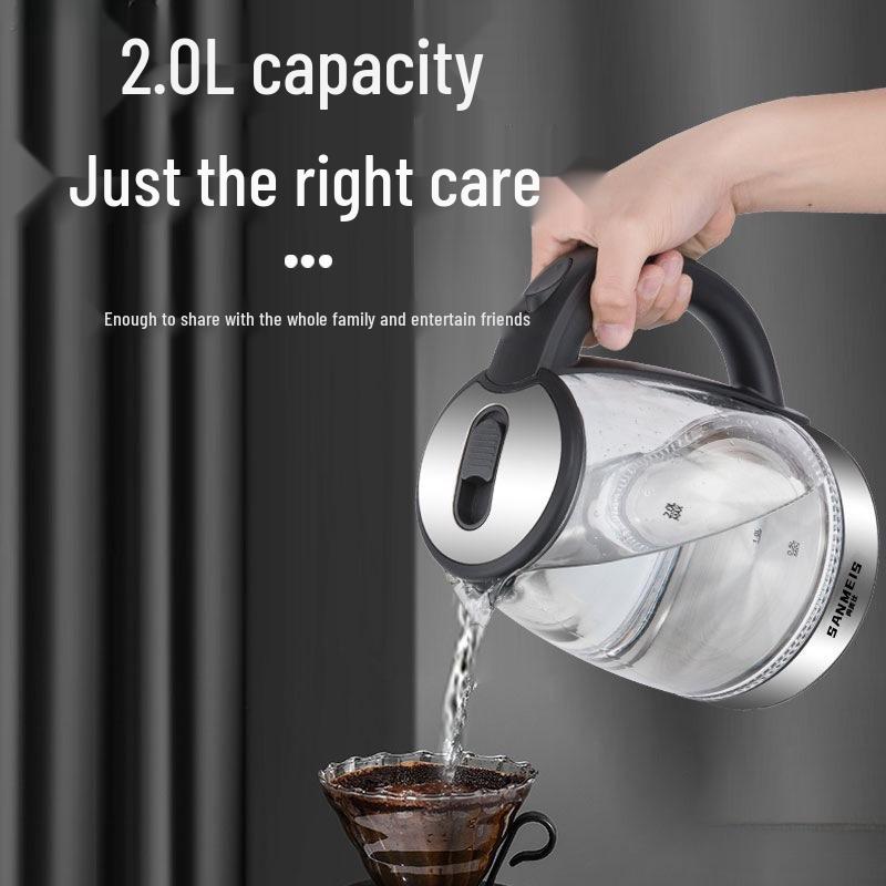 Large Capacity Transparent Electric Kettle with High-Temperature Resistance and Auto Power-Off