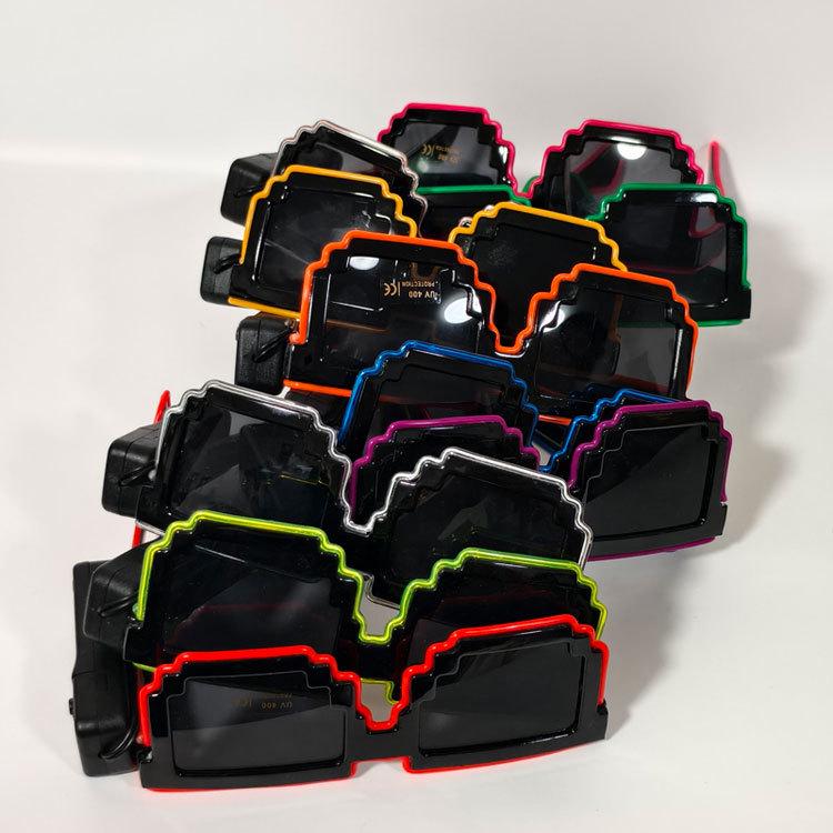 LED Blinkende Mosaik-Sonnenbrille - Kabellose Leuchtbrille für Partys & Clubs