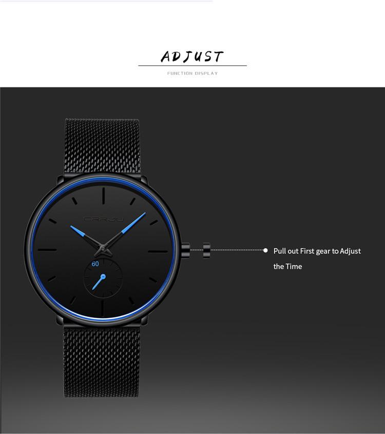 CRRJU 2150 Blau Herrenuhr - Beliebte Lässige Modeuhr, Ideal für Studenten.