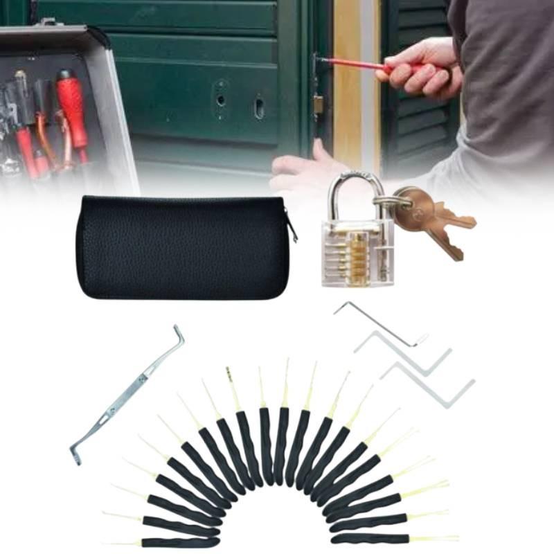 Set Lock 24pcs Pick Tools Transparent Padlock Locksmith Training Tool Padlock