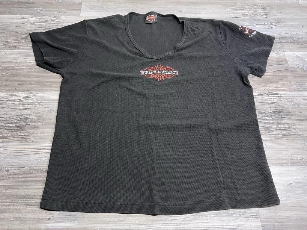 Vintage Harley Davidson Dayton Beach Shirt Womens Short Sleeve Thermal Top Sz XL
