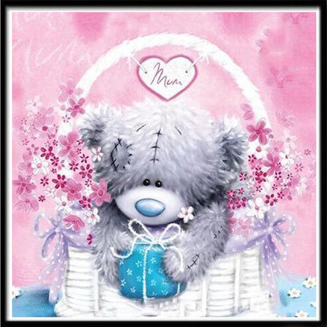 Diamond Painting Cute Animal Teddy Bear Round Diamond Embroidery Mosaic Home Decoration Pattern