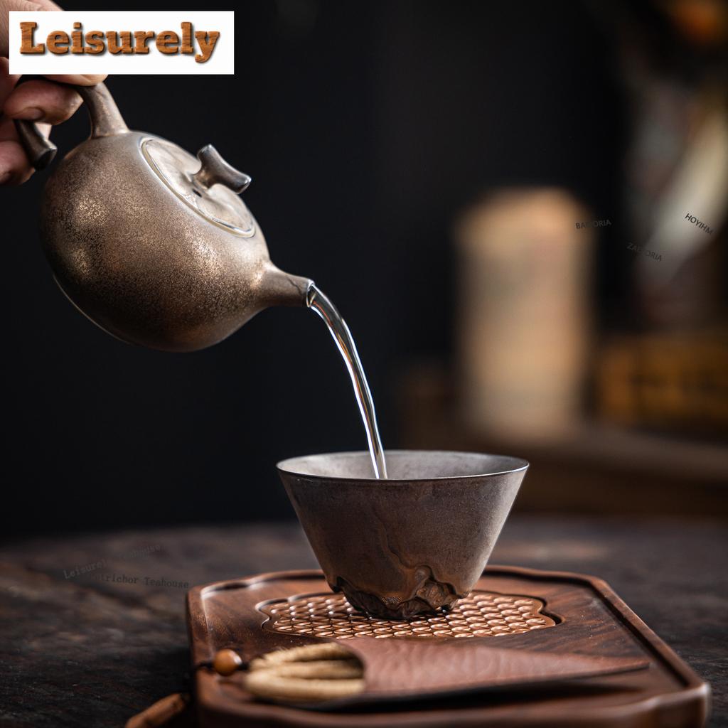 111ml Gilt Rust Glaze Mountain Teacup Japanese Tea Bowl Set Of Cups Tea-tasting Meditation Cup Chazhan Master Cups Tea Ceremony