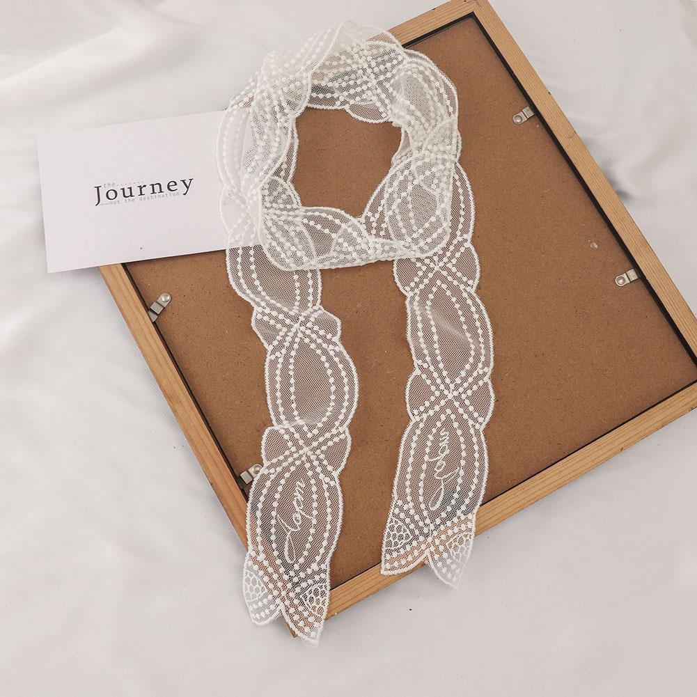 2026 New Ins Vintage White Lace Long Silk Scarf Women's Neck Scarf Y2k Narrow Hair Band Ribbon Head Wrap Decoration