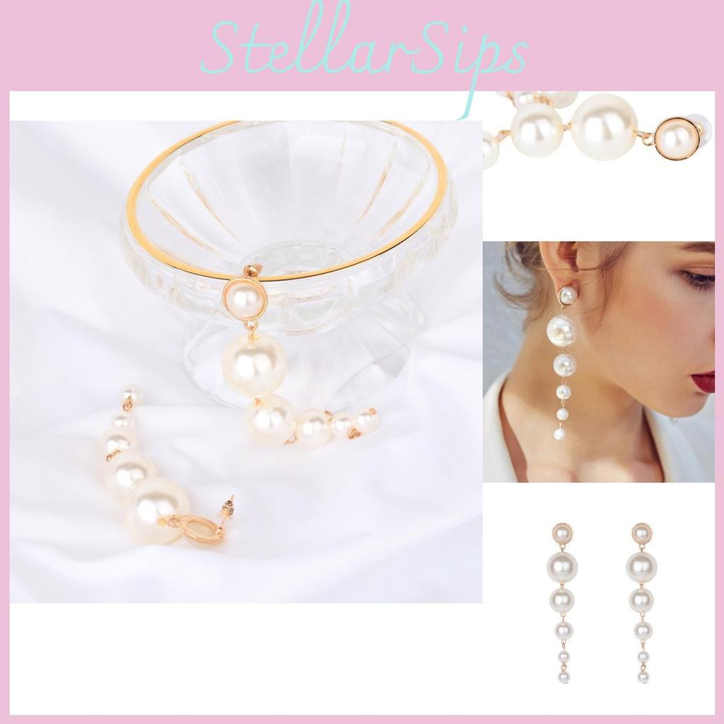 Fashionable Long Gradient Pearl Earrings Unique And Trendy Jewelry For Women