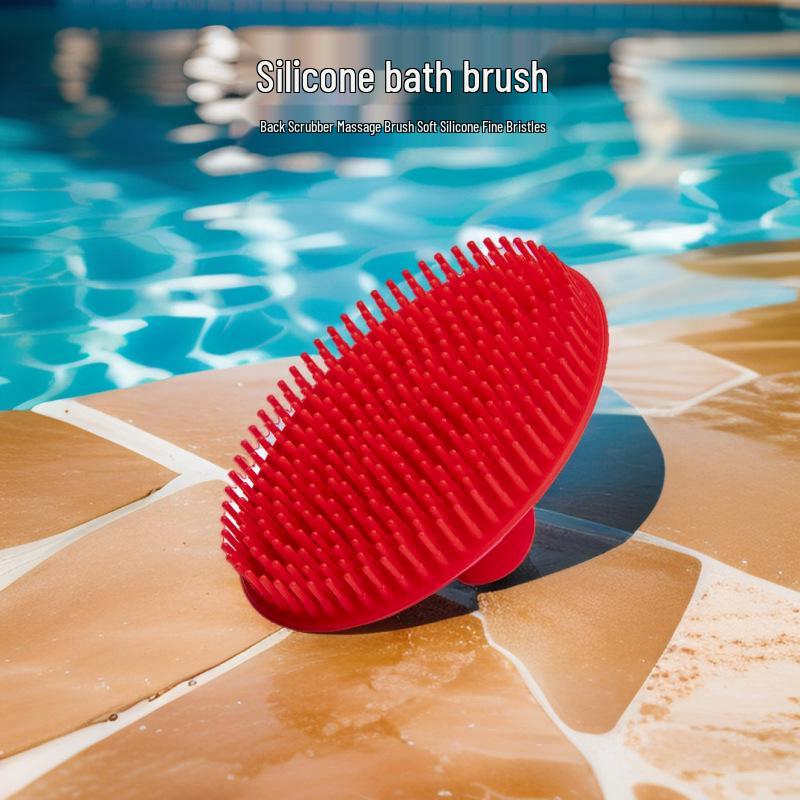 Silicone Bath Brush & Children's Comb with Fine Bristles for Exfoliating & Massage