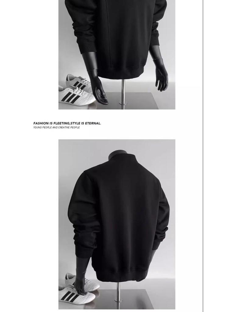 Men's Half-High Collar Hoodie: Autumn/Winter American Style, Heavyweight, Trendy Long Sleeve Top