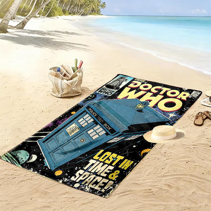 Doctor Who Print Beach Towel, Large Soft Quick Dry Towel for Beach Camping Swimming