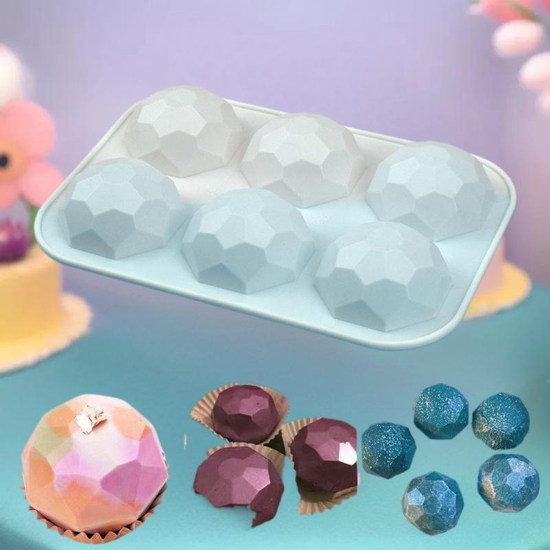 6 Cavity Gem Jewel Silicone Chocolate Baking Mold Geometric Diamond Candle Mould Making Tool