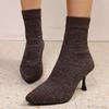 Size36-43 Women's Stiletto High Heel Pointed Toe Stretch Fabric Fashion Boots  Autumn Winter Elegant Short Boots Botas Mujer