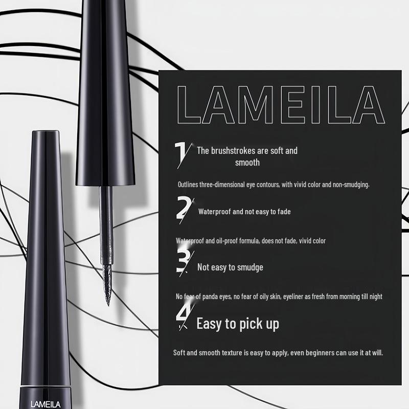 Laufstegwürdiger exquisiter Eyeliner: Langanhaltende, hochpigmentierte, ultrafeine, schnelltrocknende, wasserfeste, wischfeste schwarze Formel.