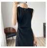 Abito Estivo da Donna Senza Maniche con Pieghe - Scollo Rotondo, Lunghezza Media, Vestibilità Slim, Elegante Stile OL
