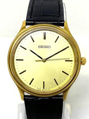 SEIKO N2 It Quartz Gold Leather Caseback Engraved Commemorative Gift Buy Now/Men's Watch, Dial, Strap, 7N01-0BD0, Company Name