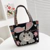 Cartoon embroidered canvas handbag women's bag casual handbag office worker small satchel