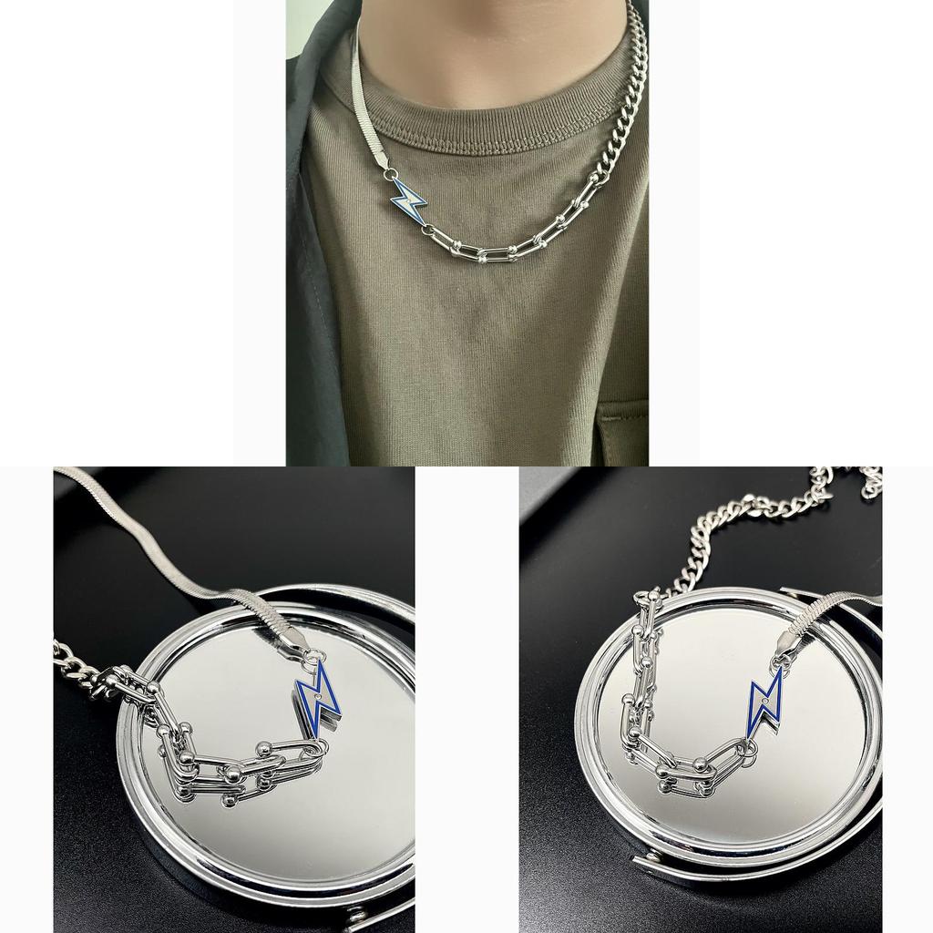Stainless Steel Geometric Chain Necklace For Men And Women With Polished Finish