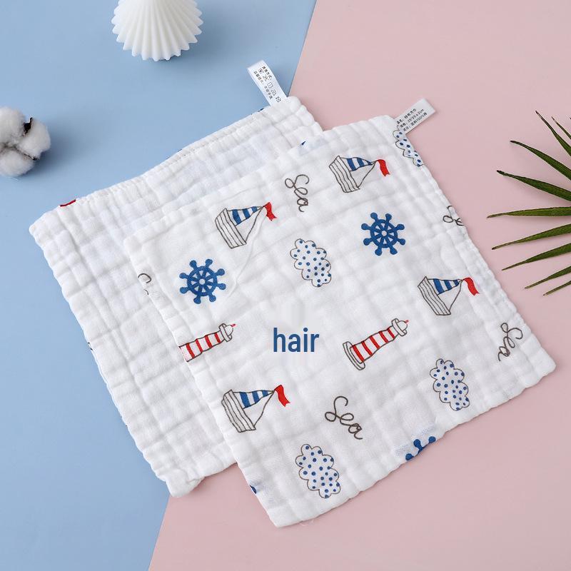 High-Density Pure Cotton Baby and Toddler Towel Set: Cartoon Drool Bib & Thin Hand Towel