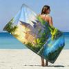 Pixel Art Fairy Castle Beach Towel Patterned Sunscreen And Windproof Suitable For Swimming Pool Camping Travel Blanket