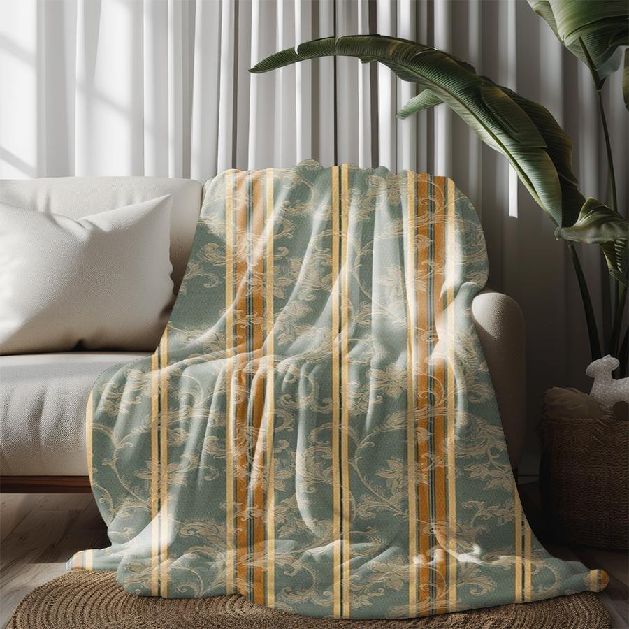 Floral Striped Blanket Microfiber Flannel Cover Blanket Bedroom Living Room Sofa Soft And Comfortable Home Decoration