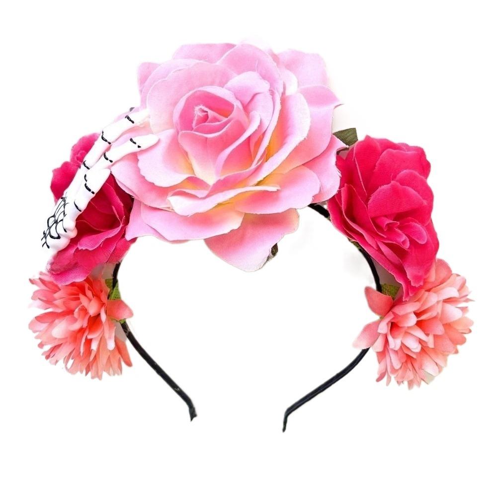 Plastic Rose Flower Crown Ghost Claw Floral Hair Hoop Fashion Party Headpiece  Hair Accessories