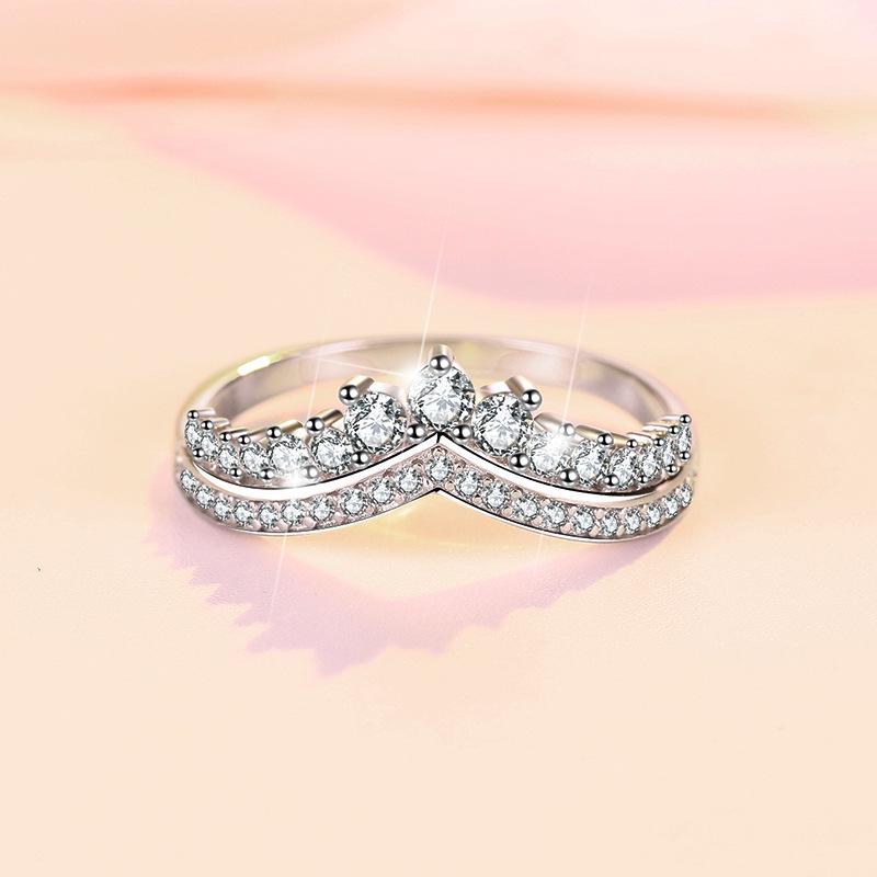 

S925 Sterling Silver Princess Crown Stackable Women s Ring US 8