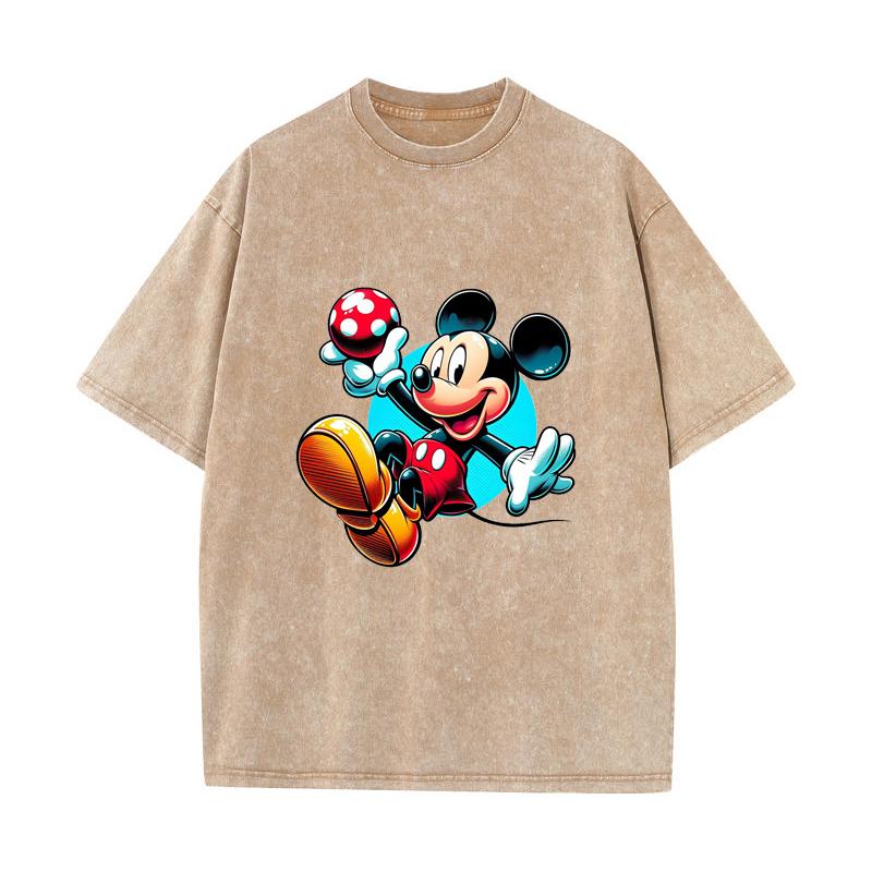 SX-13 MINISO 2026 Summer Vintage Wash Printed Pure Cotton Shoulder Style Men's and Women's Round Neck Short Sleeved Couple T-shirt