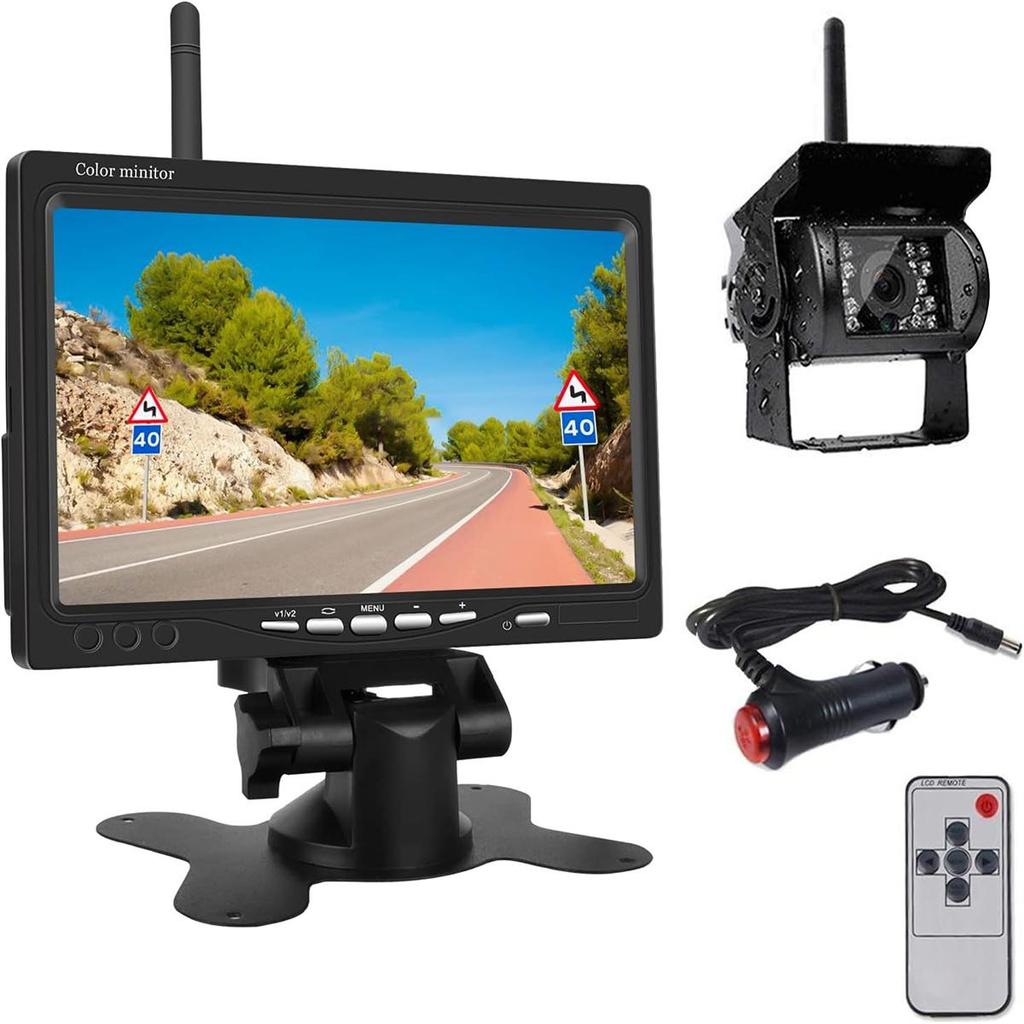 Wireless Car Backup Camera and Monitor Kit, Waterproof Night Vision Wireless Rear View Camera 7 Inch LCD Monitor Parking System