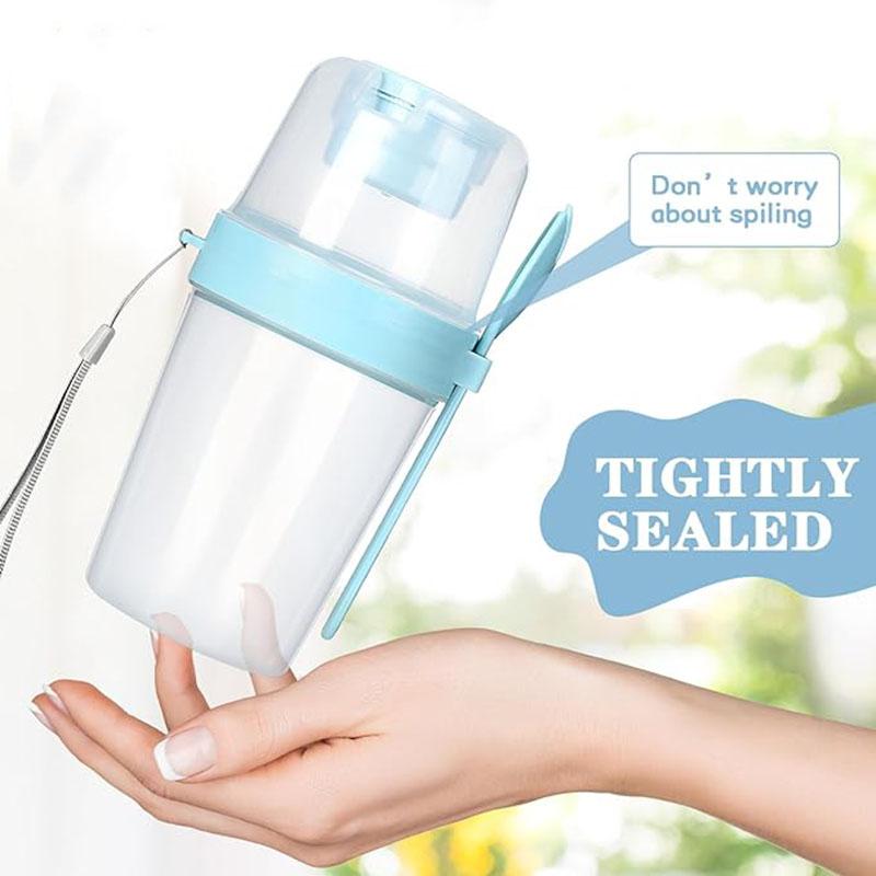 1PCS Portable Cereal Cup, Overnight Oats Container with Lid and SpoonFor Yogurt Salad, Fruit Oatmeal, Cereal, Overnight Oats, Br