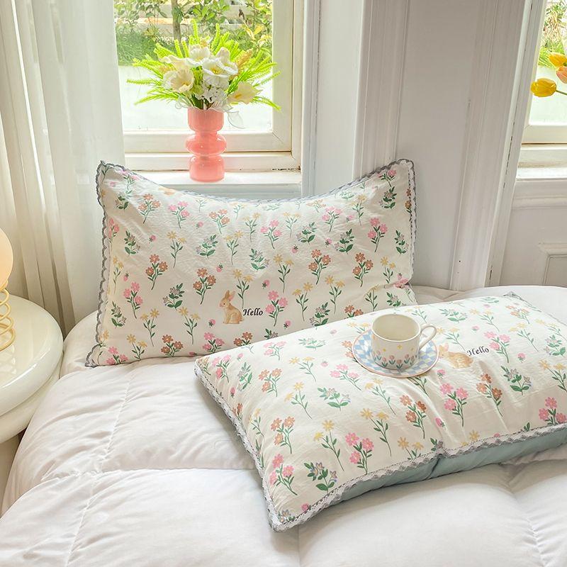 Floral Pillow Case Bathroom Household Washable Removable 48x74cm Pillowcase Breathable Four Season Pillows Cover Skin-friendly