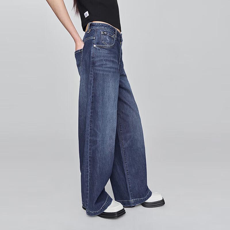 Lee Women's Mid-Dark Blue Wide-Leg Five-Pocket Jeans