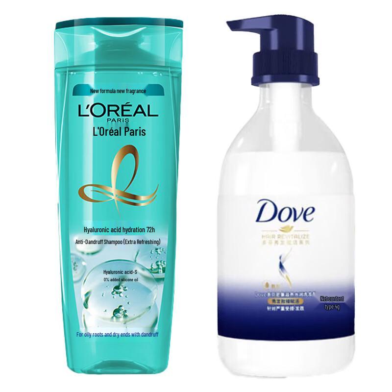 Dove Nourishing Beauty Shower Gel & L Oréal Hyaluronic Anti-Dandruff Shampoo Set